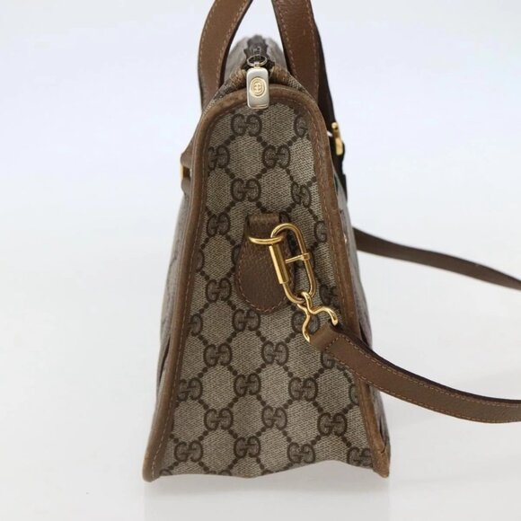 GUCCI GG Supreme Web Sherry Line Bag PVC 2way Beige Gold 41 02 039 Auth 142440 - Picture 6 of 16